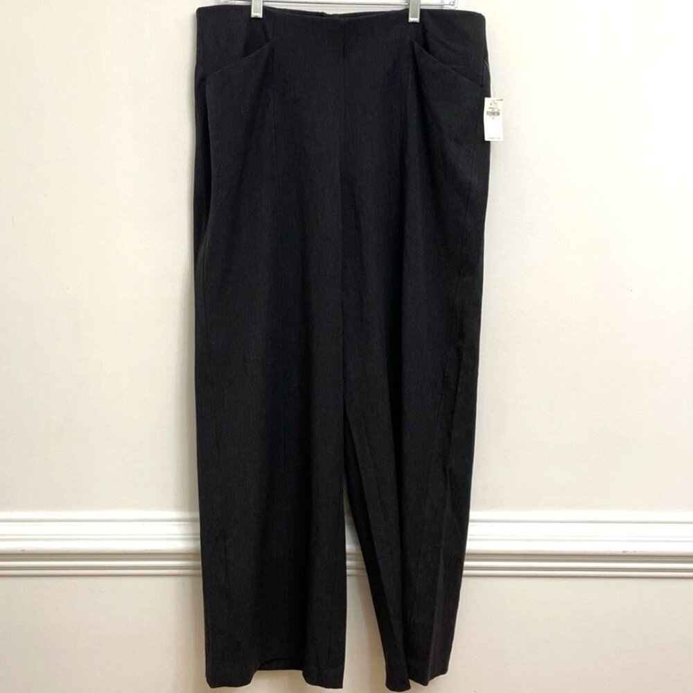 Old Navy High Rise Wide Leg Stretch Pants Women's‎ XL Dark Heather Gray Pull On